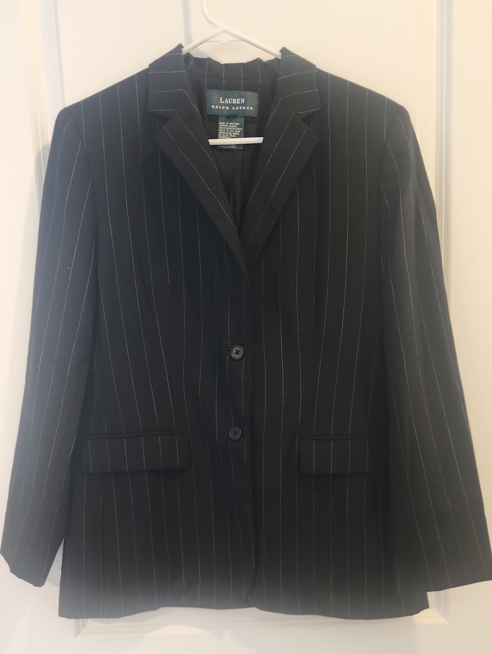 Lauren Ralph Lauren Black Pinstripe Jacket 100% Wool